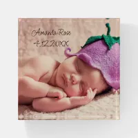 Personalized New Baby Photo and Birth Date Paperweight