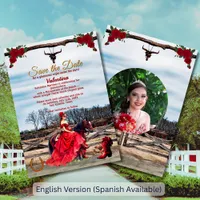 Masquerade Ranch Quinceañera Custom Photo & Name Save The Date
