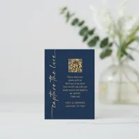 Capture the Love QR Code Navy Gold Wedding Card