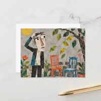 A Confused Man in the Garden Postcard