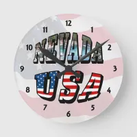 Nevada Picture and USA Flag Text Round Clock