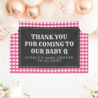 Baby Q Pink Plaid Baby Shower Welcome Banner