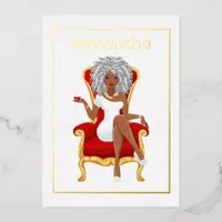 Afro Birthday Party Foil Invitation