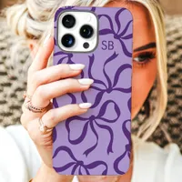 Purple Bow Monogram iPhone 16 Pro Max Case