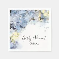 Blue Hydrangea Flowers Watercolor Wedding  Napkins