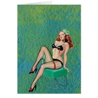 Sexy Vixen on Green Mixed Media, Birthday