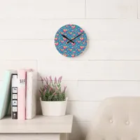 Multicolored Watercolor Hearts Wall Clock