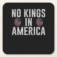 No Kings In America USA Flag Fingerprint Creative  Square Paper Coaster