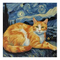 A Cat in The Starry Night Acrylic Print