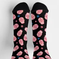 Pink Sugar Skulls Day of the Dead Socks