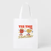 Tis The Season Christmas Retro Characters Grocery Bag