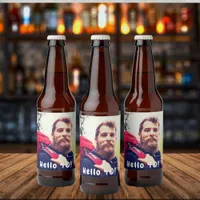 40th birthday photo hello 40 guys men beer bottle label