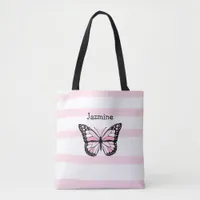 Personalized Tote Bag with Pink Butterfly