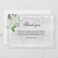 Sympathy silver glitter floral photo thank you