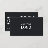 Modern Minimalist Social Media QR Code Logo Black Business Card