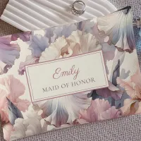 Elegant Blush Floral Bridesmaid Proposal Makeup Accessory Pouch