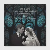 Bride & Groom on a Tree of Life Background  Magnetic Invitation