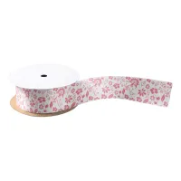 Pretty Blush Pink Tropical Spring Flowers Satin Ribbon