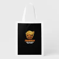 Funny Trumpkin  Make Halloween Great Again Easy Co Grocery Bag