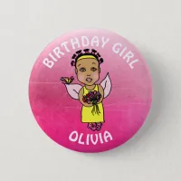 Personalized Pretty Fairy Birthday Girl Button