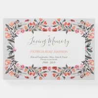 Watercolor Floral Memorial Funeral Remembrance Guest Book