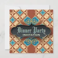 Medieval Batik Tartan  Dinner Party Invitations