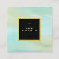 *~* Pastel BEACH COLORS Abstract Aqua Mint Square Business Card