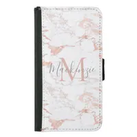 Chic Blush Pink | Rose Gold Foil Monogram Samsung Galaxy S5 Wallet Case