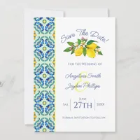Elegant Yellow Lemon Wedding Save the Date Card