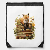 Cottagecore Aesthetic With Book Cute Goblincore Cr Drawstring Bag