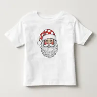 Patchwork Santa Face Doodle Art Pen and Ink Style Toddler T-shirt