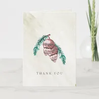 Rustic Winter Forest Woodland Pine Cone Wedding Thank You Card