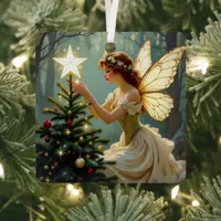 Pretty Fairy Personalized Enchanted Christmas Metal Ornament