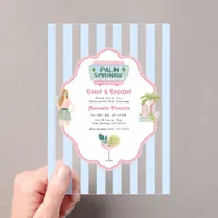 Palm Springs Retro Transparent Bachelorette Party Acrylic Invitations