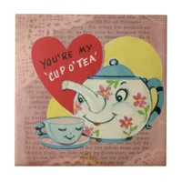 Vintage Valentine Cup of Tea Ceramic Tile