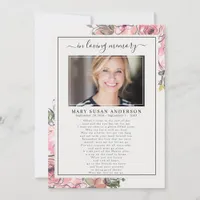 Floral Photo In Loving Memory Funeral Poem Card