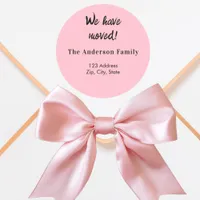 Pink we have moved new address classic round sticker