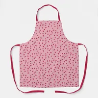 Scattered Heart Doodles Pink Valentine's Day Apron