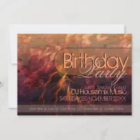 Fractal Fire Waves Birthday Party  Art Invitation