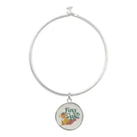 Foxy Cute with Flowers Bangle Bracelet