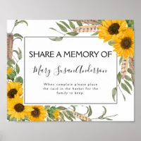 Boho Share a Memory of Attendance Card Sign