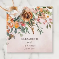 Rustic Orange Floral Fall Wedding Favor Tags