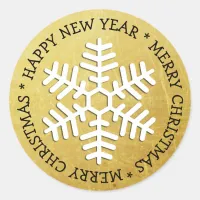 Gold Snowflake Merry Christmas Sticker