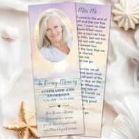 Sunset Beach Oval Photo Memorial Prayer Card Bookmarks