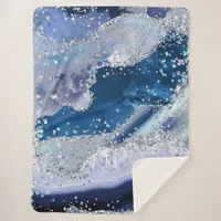 *~* AP8 Blue Agate Holo GLITTER Celestial Ocean Sherpa Blanket