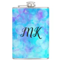 Blue and Purple Bokeh Bubbles  Flask