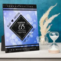 Elegant 65th Blue Sapphire Wedding Anniversary  Plaque