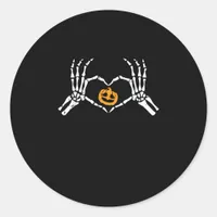 Skeleton Hand Heart Halloween Costume Pumpkin Classic Round Sticker