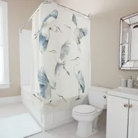 Graceful Flying Blue Herons Cream Shower Curtain