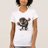  Gorilla on a Skateboard Humorous T-Shirt